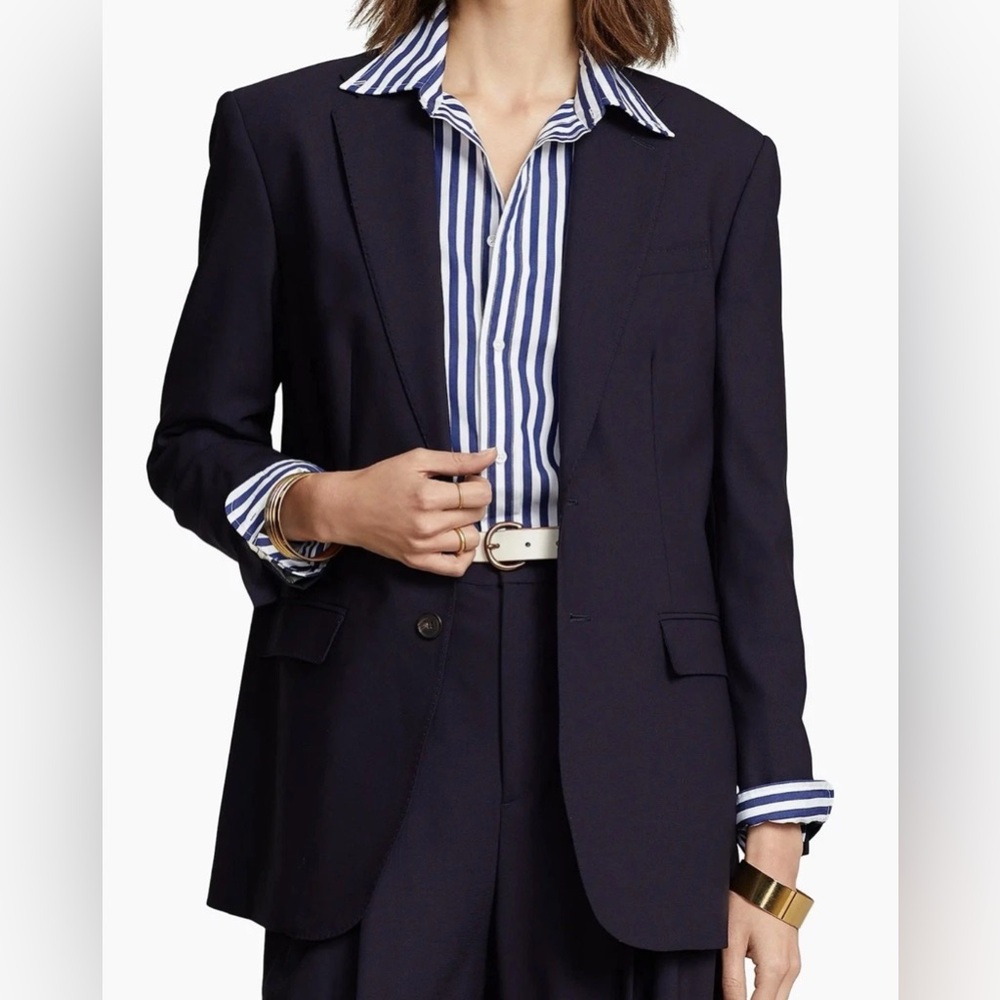 Polo Ralph Lauren (NWT $698) Women’s Two Button Wool Blend Blazer Navy Sz 2